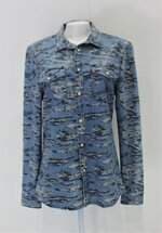 Camisa dividcd feminina azul com estampa 