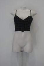 Regata cropped feminina xadrez com Bojo e Aplique