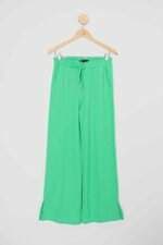 Calça de tecido zipper - zipper feminina verde com Fenda