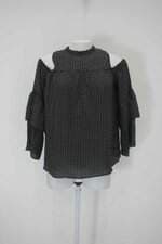 Blusa fashion today feminina preta com poás e Recortes