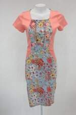 Vestido projeto rosa feminino estampado com Recortes