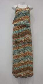 Vestido longo maria de chita feminino estampado com Tule