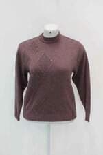 Malha kardie malhas feminina roxo com Paetê