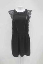 Vestido chifon feminino preto com Renda e Meio forro