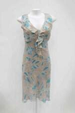 Vestido midi marisa feminino bege floral com Forro e Jabô