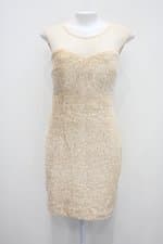 Vestido de Festa incy feminino dourado com Paetê e Forro