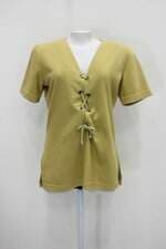 Blusa contorno feminina verde com Ombreira e Ilhós