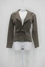 Blazer de sarja liart feminino verde com Faixa na Cintura