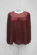 Blusa luzia fazzolli feminina vermelha com renda e paetê