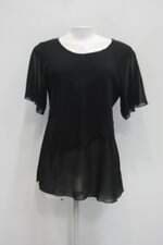 Blusa de chiffon feminina preta com Transparência e Sobreposto