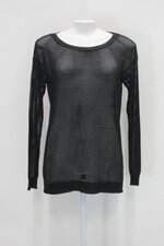 Blusa de tricô riachuelo feminina preta com Transparência e fios metalizados