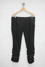 Calça de tecido feminino  preto com Drapeado