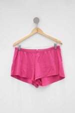 Shorts feminino rosa com elástico no cós