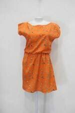 Vestido feminino laranja estampado com Cós com elástico