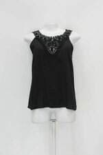 Regata feminina preta com Bordado e Renda