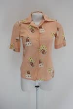 Camisa feminina bege estampada