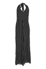 macacão feminino preto listrado