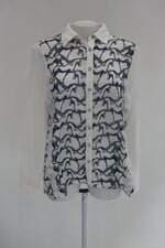 Camisa c&a feminina branca estampada com Transparência