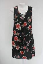 Vestido luigi bertolli feminino preto floral com Meio forro e Tiras