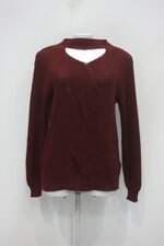 Blusa tricot feminina vinho com Recortes