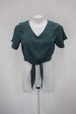 Blusa cropped jin dg feminina verde com Recortes