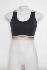 Top Esportivo feminino preto com elástico colorido