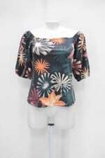 Blusa quintess feminina preta floral