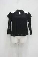 Blusa de renda emely feminina preta com Forro