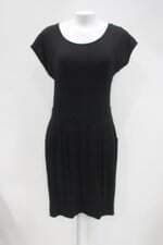 Vestido del amo feminino preto com Pregas