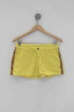 Shorts de sarja enfim feminino amarelo com Viés