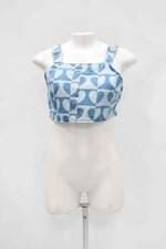 cropped feminino azul estampado