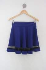 Saia feminina azul com Recortes e Tule