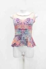 Blusa feminina estampada com Tule e Peplum