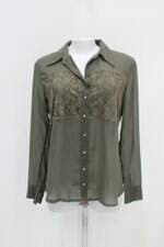 Camisa aquamar feminina verde com Recortes e Transparência