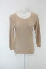 Blusa canal feminina bege com Paetê