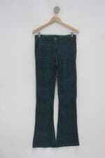 Calça de tecido feminina preta e azul