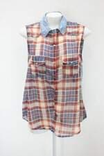 Camisa marisa feminina xadrez com Recortes
