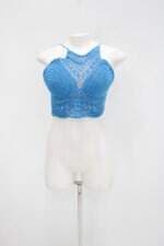 Regata cropped feminino azul com Bojo