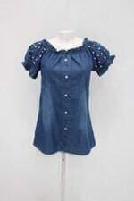 Blusa feminina azul com Aplique