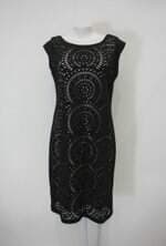 Vestido malharia nacional feminino preto com Forro e Corte à laser