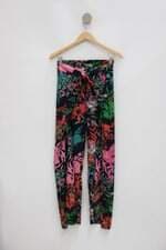 Calça de tecido feminina estampada com Sobreposição
