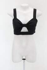 Regata cropped aquamar feminina preta com Recortes