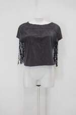 Blusa zara feminina preta com Franja