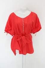 Blusa infini feminina vermelha com Faixa na Cintura e Nervura