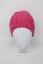 Gorro feminino rosa de tricot 