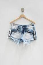 Shorts trapuis feminino azul com Aplique