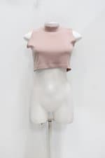 Top Cropped feminina bege