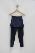 Calça Legging corsário elite feminina azul com Sobreposição e Franzido