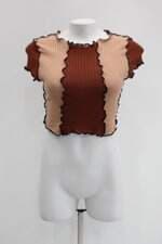 Blusa cropped shein feminina bege e marrom