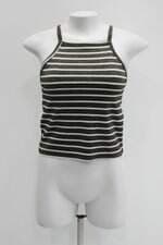 Regata cropped rosa chá feminina preta listrada com brilhos